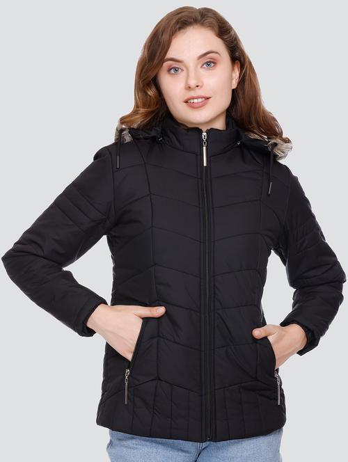 solid hooded quilted jacket with pockets - 20511289 - Very Small Image - 1