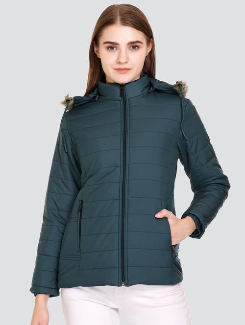 solid hooded quilted jacket with pockets - 20511293 - Very Small Image - 1