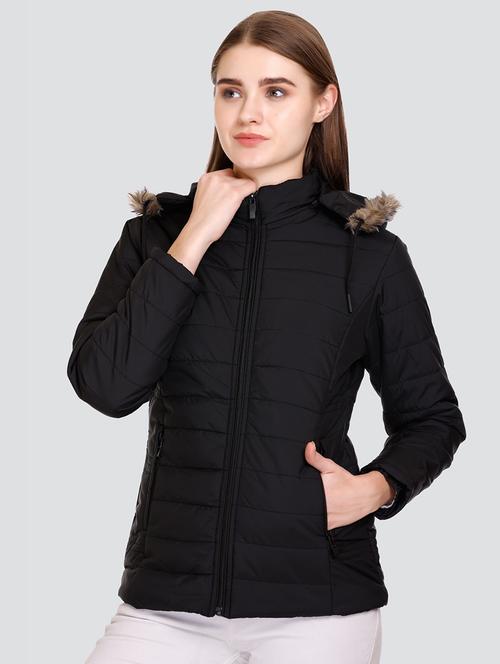 solid hooded quilted jacket with pockets - 20511295 - Very Small Image - 1