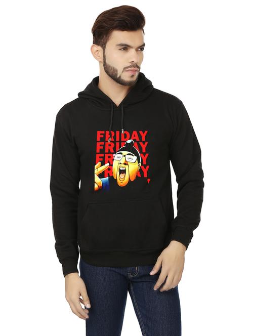 men black fleece chest print sweatshirt - 20511553 - Very Small Image - 1