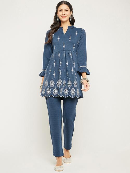 women embroidered long sleeve ethnic co-ord set - 20511581 - Very Small Image - 1