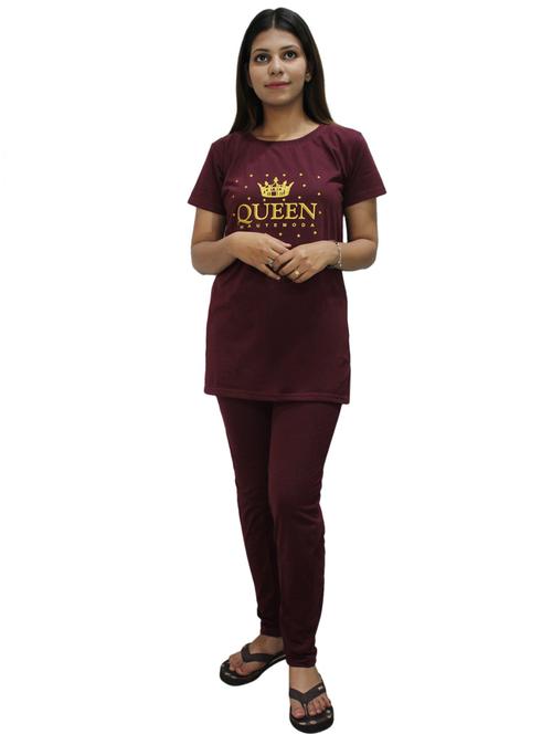 purple cotton nightwear set - 20512032 - Very Small Image - 1