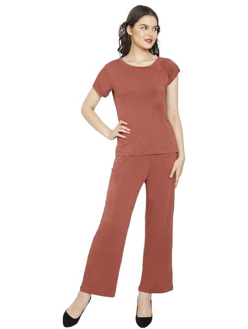 women solid nightwear set - 20512043 - Very Small Image - 1