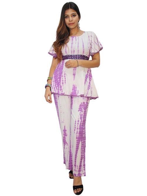 lavender cotton blend nightwear set - 20512046 - Very Small Image - 1