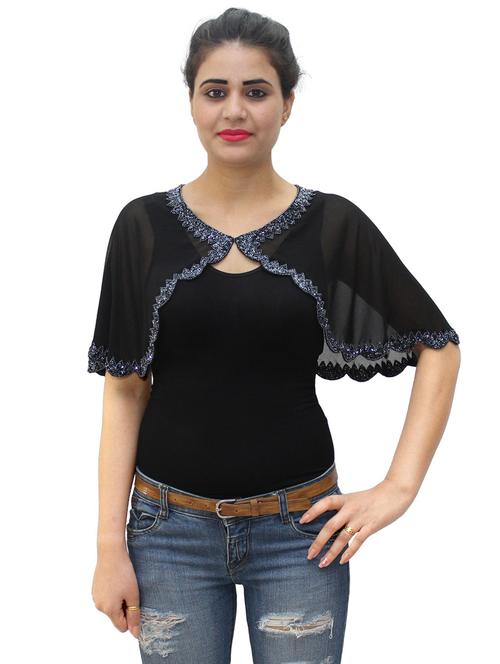 women black embellished cape - 20512063 - Very Small Image - 1