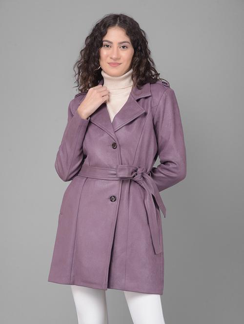 purple solids full sleeves overcoat - 20512718 - Very Small Image - 1