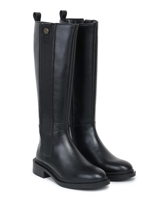 women solid black zipper closure calf length boots - 20519355 - Very Small Image - 1