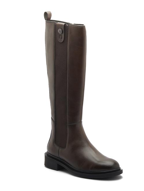 women solid brown zipper closure calf length boots - 20519356 - Very Small Image - 1