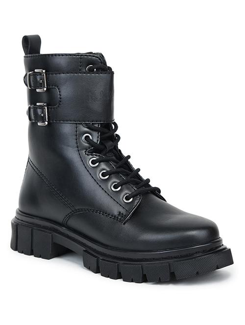 women solid black zipper closure ankle height boots - 20519357 - Very Small Image - 1