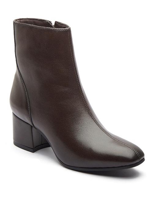 women solid brown zipper closure ankle height boots - 20519368 - Very Small Image - 1