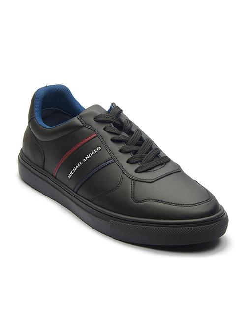 men solid black lace up sneaker - 20519476 - Very Small Image - 1