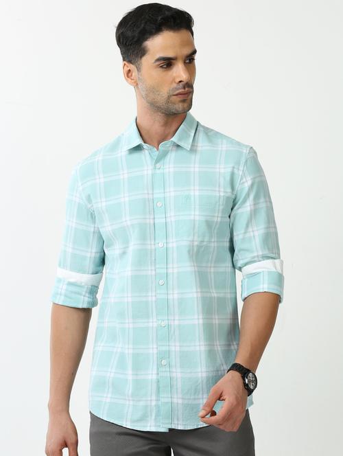 light blue checkered casual shirt - 20519605 - Very Small Image - 1