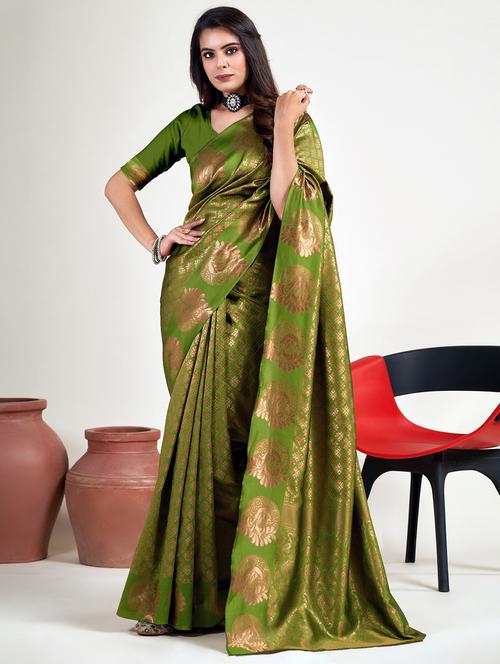 women's banarasi saree with blouse - 20521915 - Very Small Image - 1