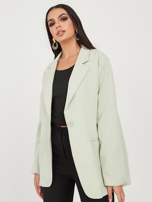 pastel green polyester casual blazer - 20533797 - Very Small Image - 1