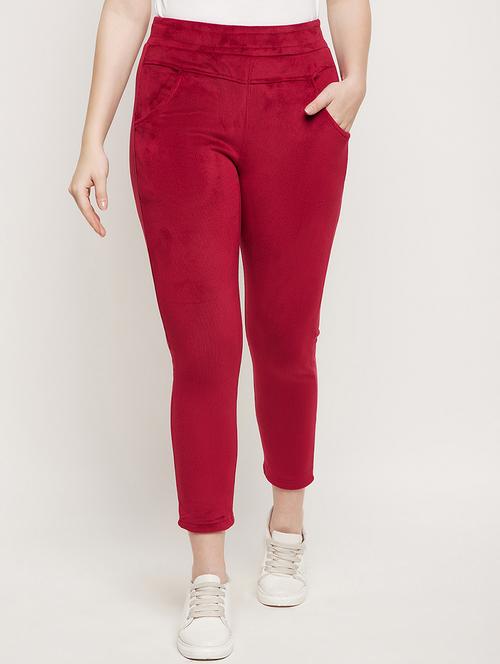red corduroy treggings trouser - 20534461 - Very Small Image - 1