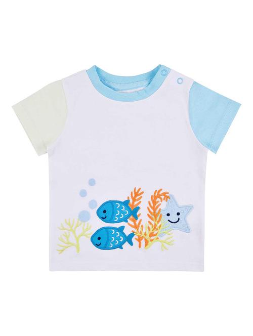Boys White Round Neck T-shirts - 20535135 - Very Small Image - 1
