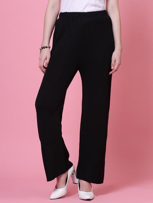 women black wool straight palazzo - 20535181 - Very Small Image - 1