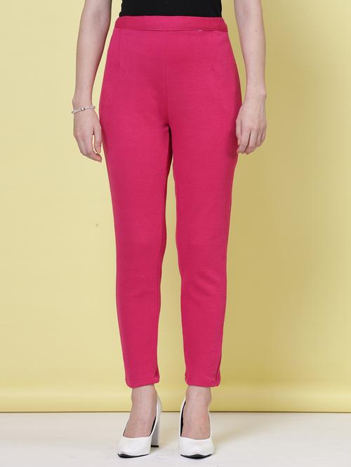 women pink solid woolen pant - 20535206 - Very Small Image - 1