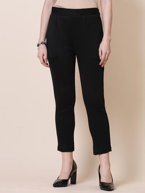 women black wool flat front trousers  - 20535207 - Very Small Image - 1