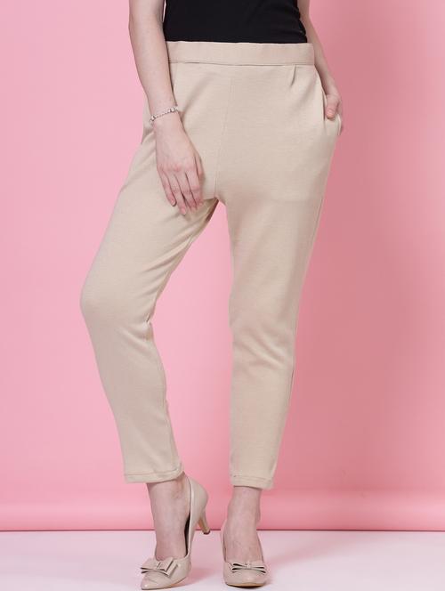 women beige solid woolen pant - 20535209 - Very Small Image - 1