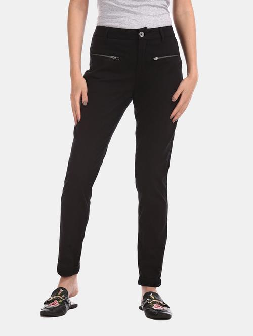 black cotton tregging trousers - 20536221 - Very Small Image - 1