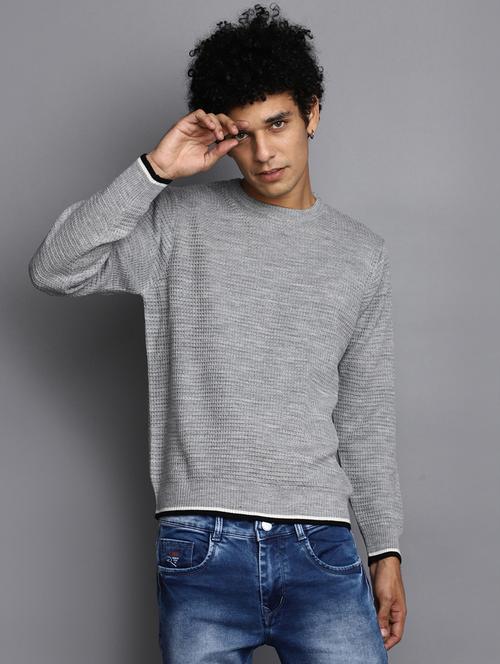 men solid crew neck pullover - 20536542 - Very Small Image - 1