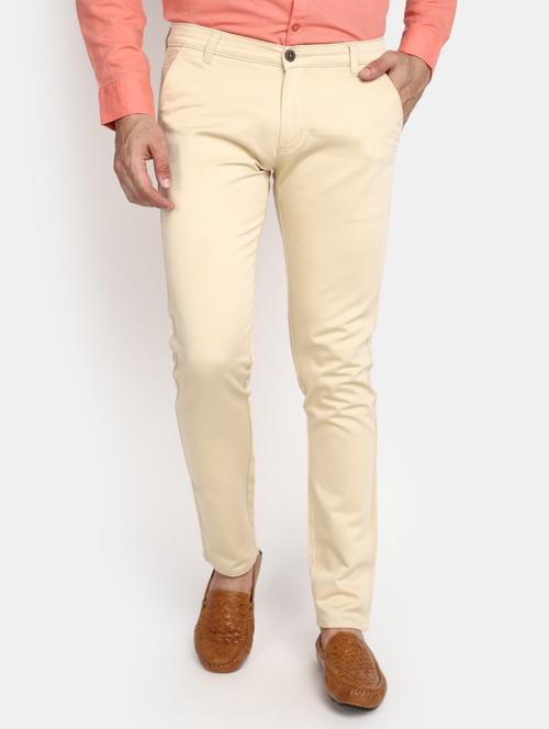 men mid rise solid chinos casual trouser - 20536588 - Very Small Image - 1