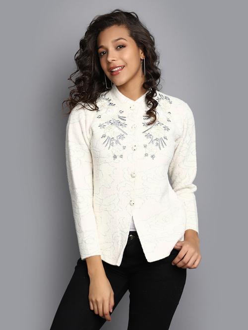 white acrylic cardigan - 20536675 - Very Small Image - 1