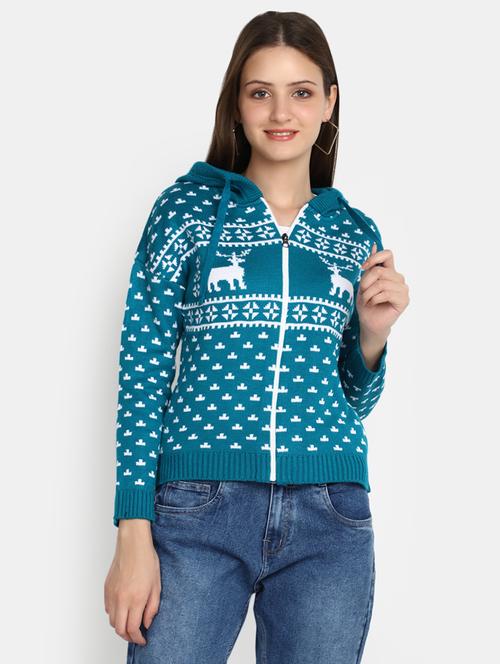 teal acrylic cardigan - 20536680 - Very Small Image - 1