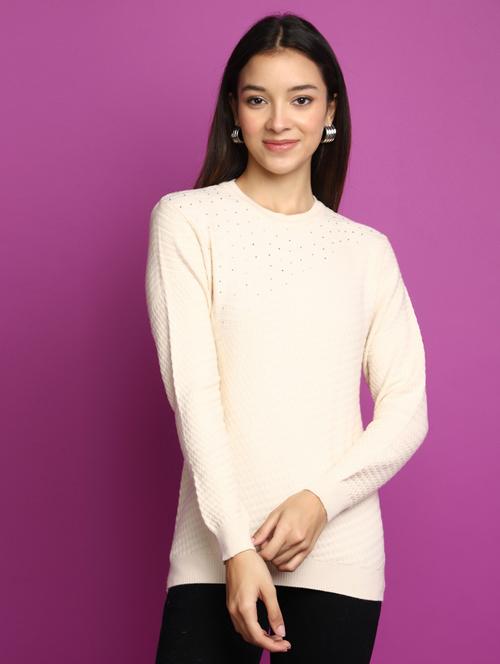 women long sleeved self design pullover - 20536733 - Very Small Image - 1