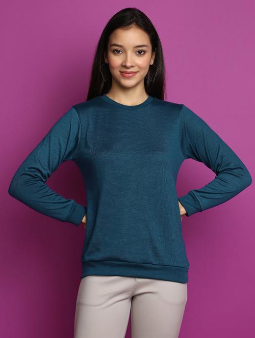 women long sleeved solid pullover - 20536736 - Very Small Image - 1