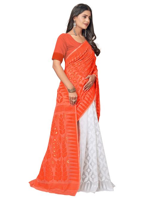 women's self design red colored saree with blouse - 20537525 - Very Small Image - 1