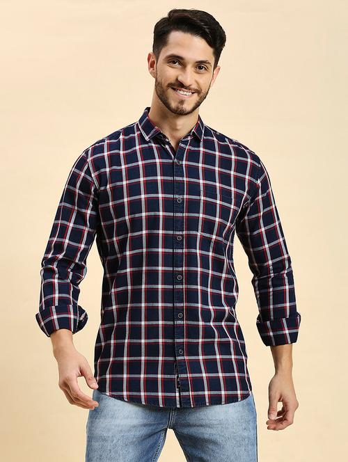men checkered collared casual shirt - 20537533 - Very Small Image - 1