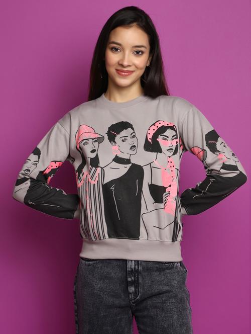 women long sleeved front print sweatshirt - 20537589 - Very Small Image - 1