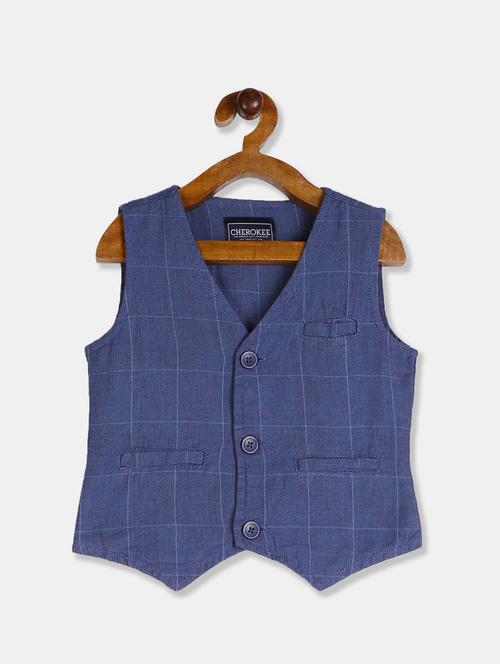 boys checkered waist coat - 20537671 - Very Small Image - 1