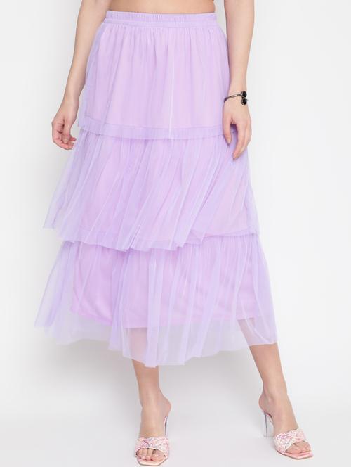 Lavender Net Layered Skirt - 20538696 - Very Small Image - 1