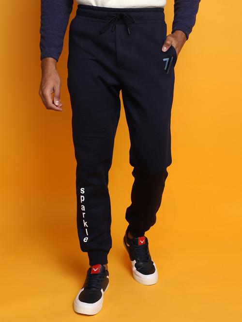 men navy blue regular fit joggers - 20539222 - Very Small Image - 1
