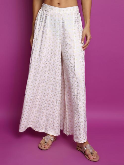 white rayon straight palazzo - 20539292 - Very Small Image - 1