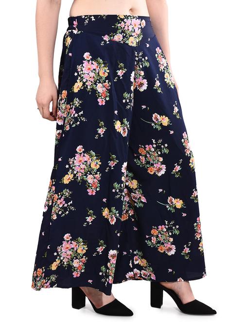 navy blue cotton blend palazzo - 20539665 - Very Small Image - 1