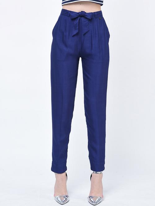 blue cotton blend trousers - 20539690 - Very Small Image - 1