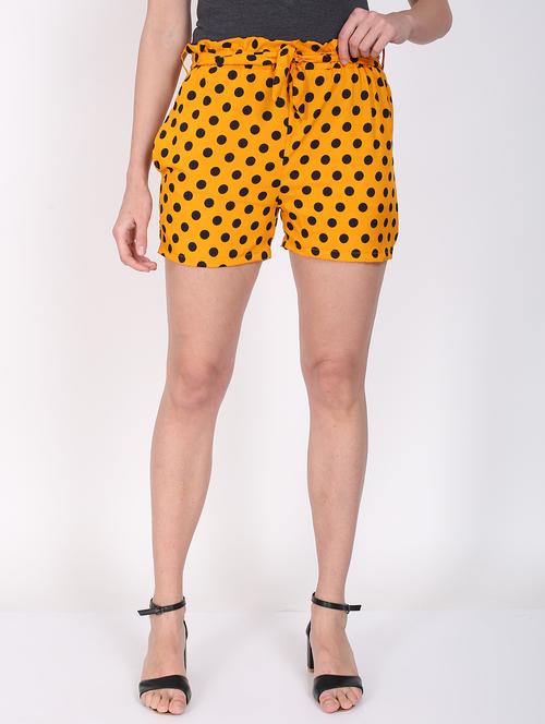 mustard crepe polka dots shorts - 20539896 - Very Small Image - 1