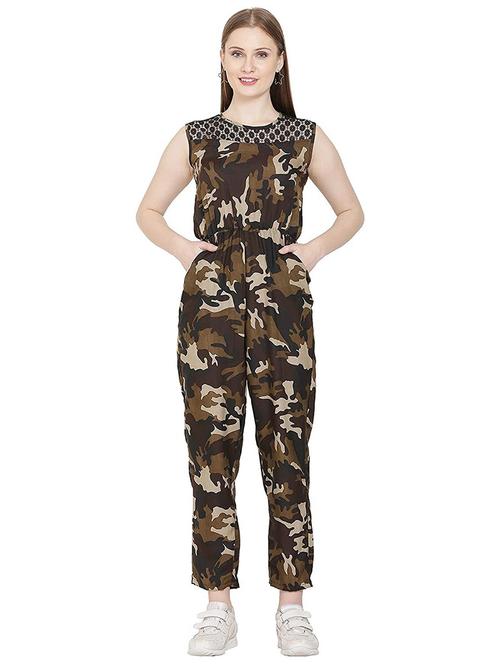 brown crepe full length jumpsuit - 20540421 - Very Small Image - 1