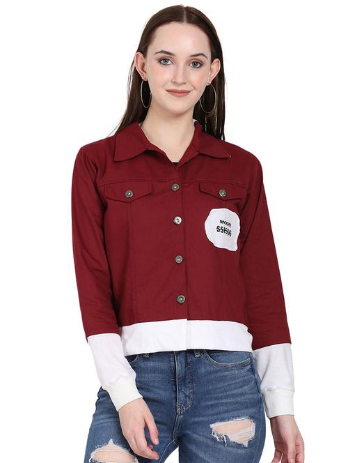 maroon denim summer jacket - 20540472 - Very Small Image - 1