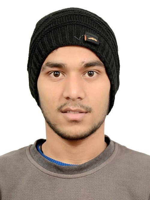 men black woolen winter beanie cap - 20541473 - Very Small Image - 1