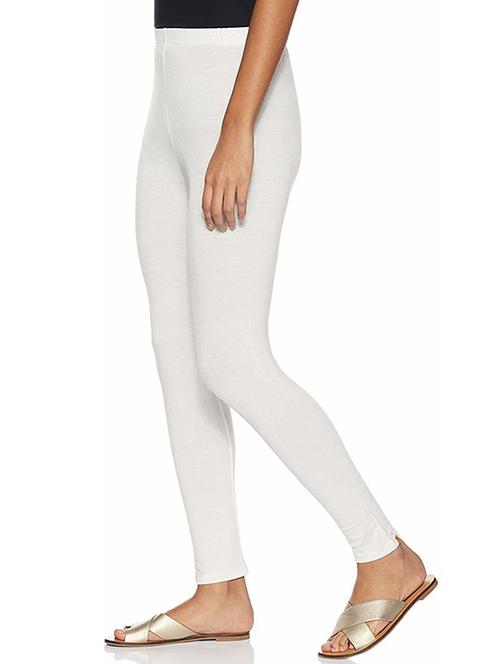women solid white cotton lycra legging - 20541506 - Very Small Image - 1