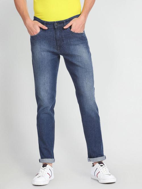 men blue cotton stone washed jeans - 20542680 - Very Small Image - 1