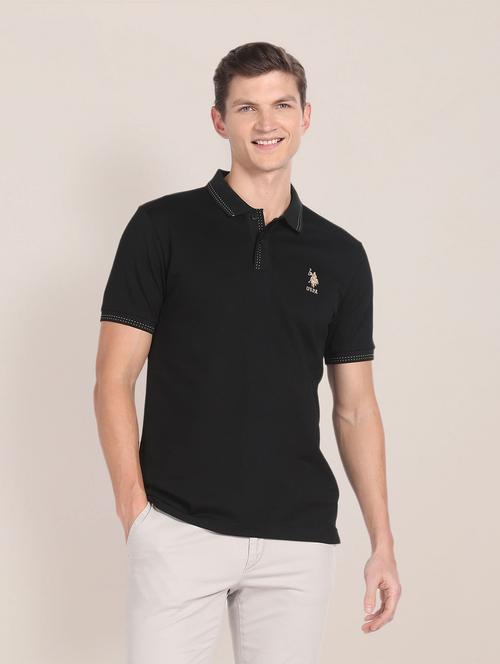 men black cotton logo polo t-shirt - 20543408 - Very Small Image - 1