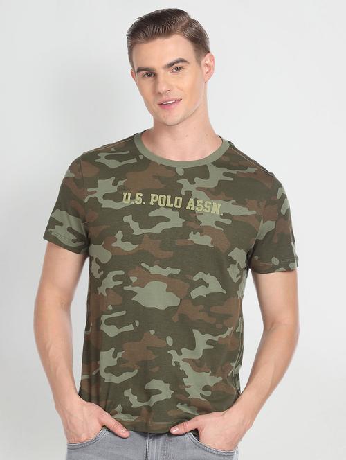 olive cotton all over print tshirt - 20543659 - Very Small Image - 1