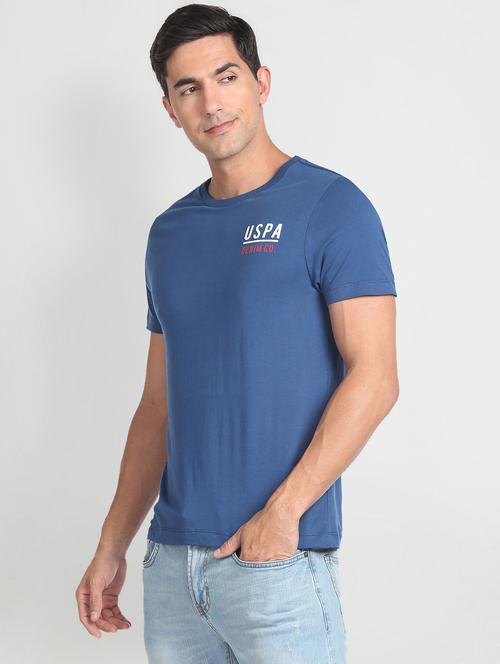 blue cotton placement print tshirt - 20543661 - Very Small Image - 1