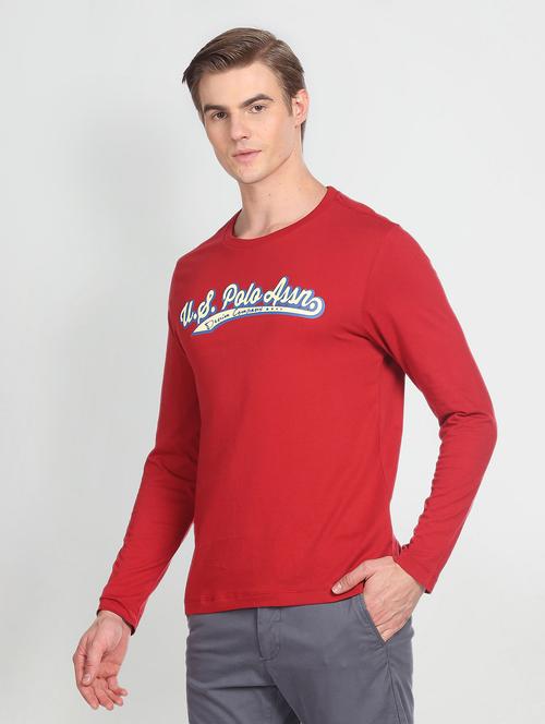 red cotton chest print tshirt - 20543671 - Very Small Image - 1